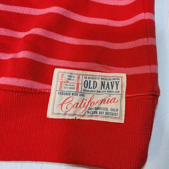 Old Navy  RED/WHITE Striped Sweat Shirt Women's XL Longsleeve Crewneck - Picture 8 of 10